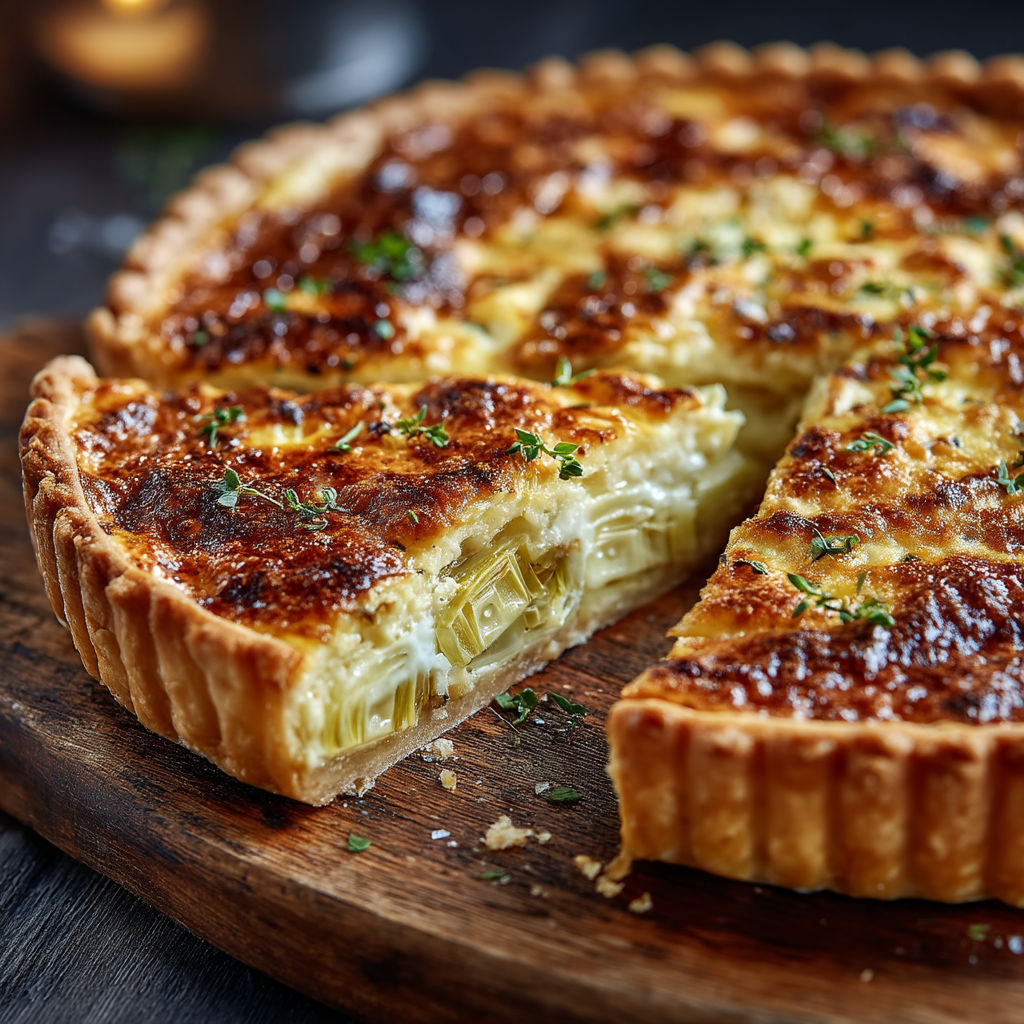 A slice of quiche au comté & poireaux.