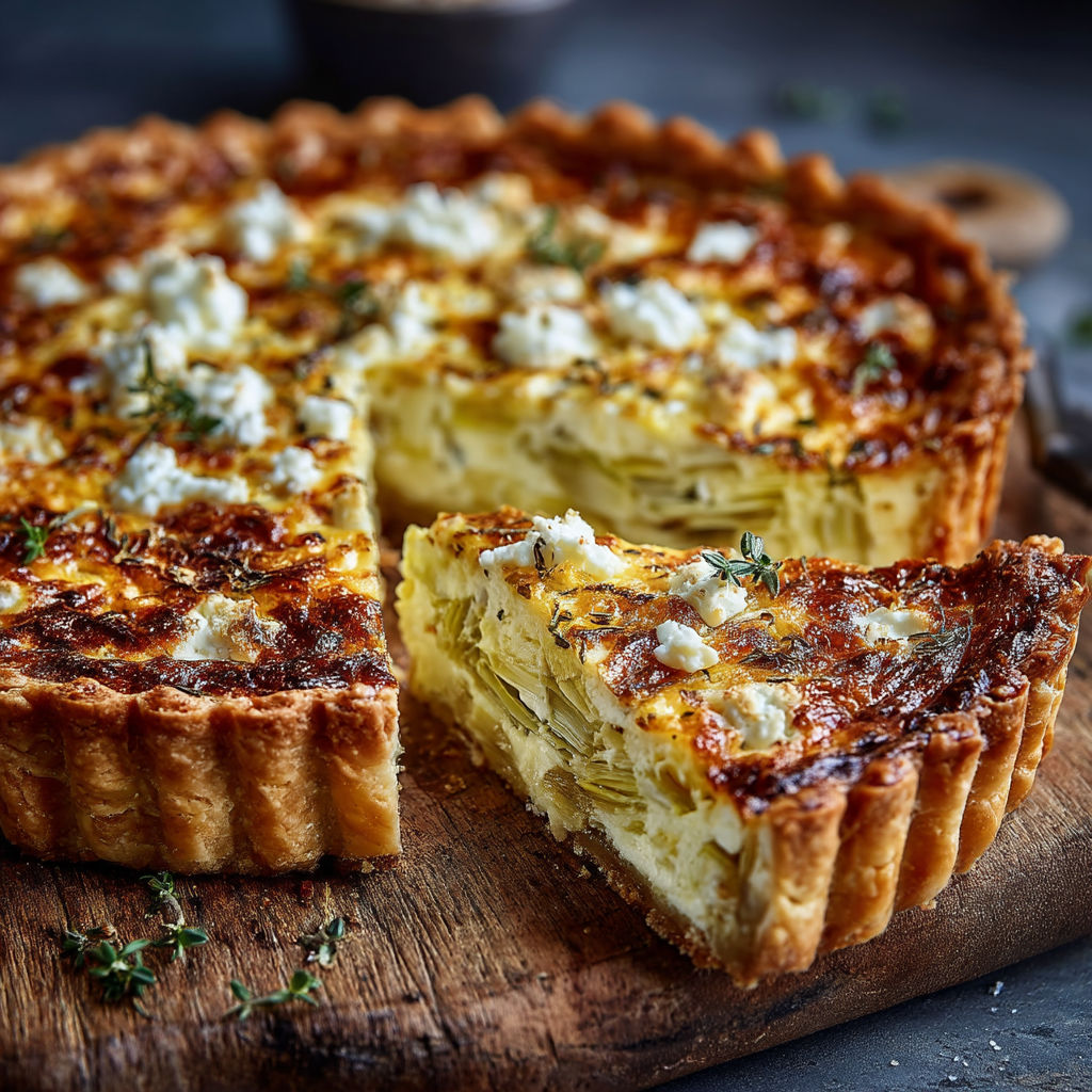 A slice of quiche with cheese and vegetables.