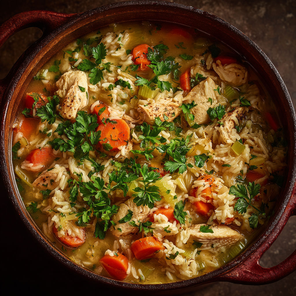 A bowl of rice and chicken.