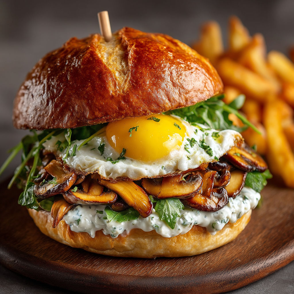 A sandwich with a fried egg on top.