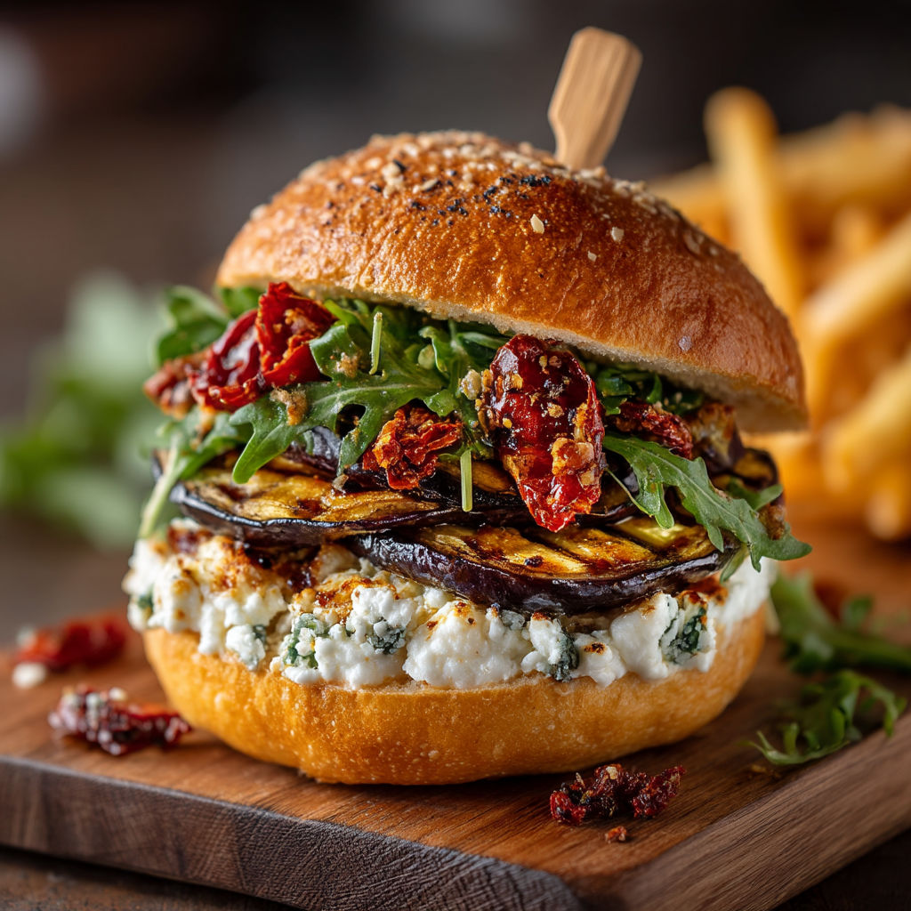 A sandwich with lettuce, tomato, and peppers.