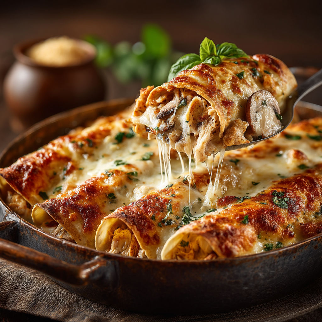 A pan of food with a spoon in it.