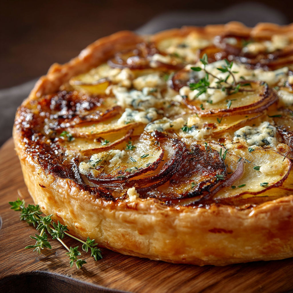 A slice of tarte fine pommes de terre & morbier.