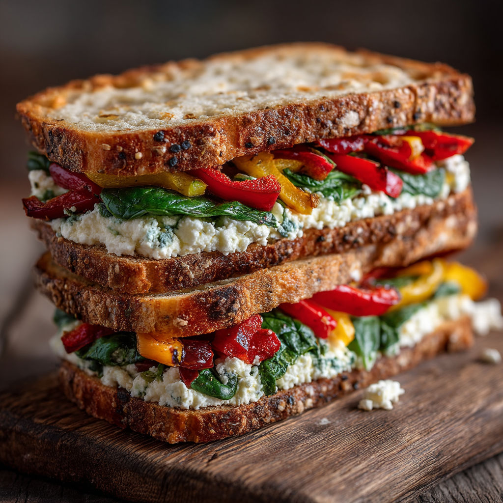 A sandwich with lettuce, tomatoes, and cheese.