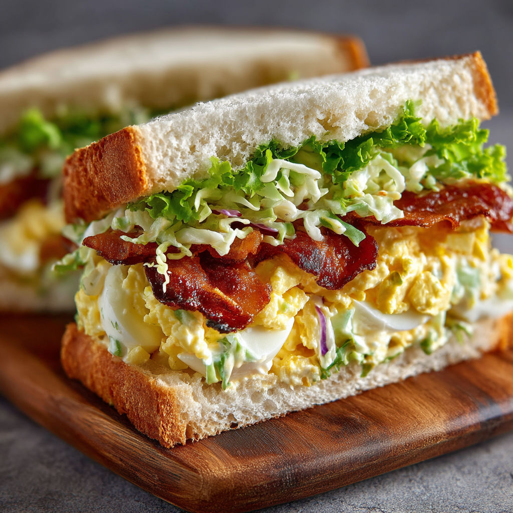 Une sandwich de bacon et de coleslaw.