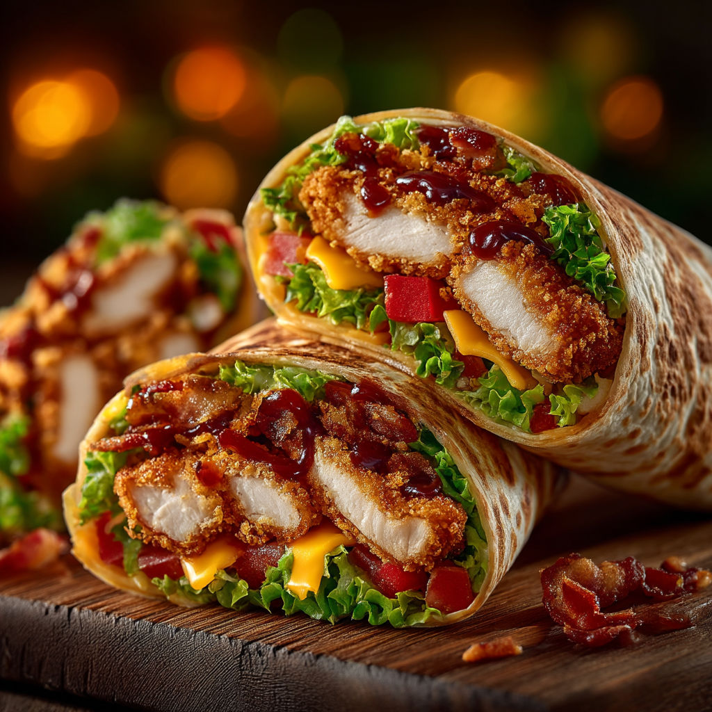 Une image de sandwichs frits avec des légumes et des sauces.