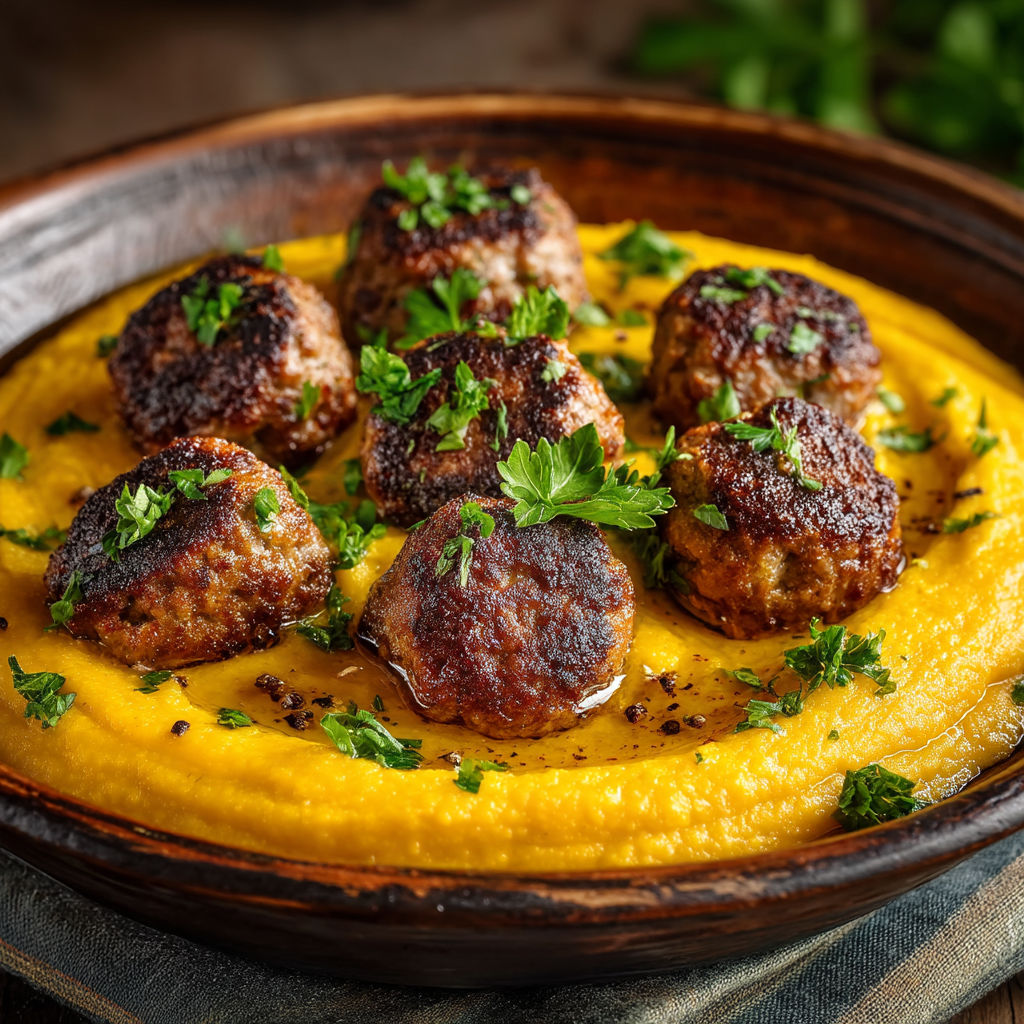 Légende concise : Sous forme de boulettes, ces aliments sont cuits et servis dans un plat.