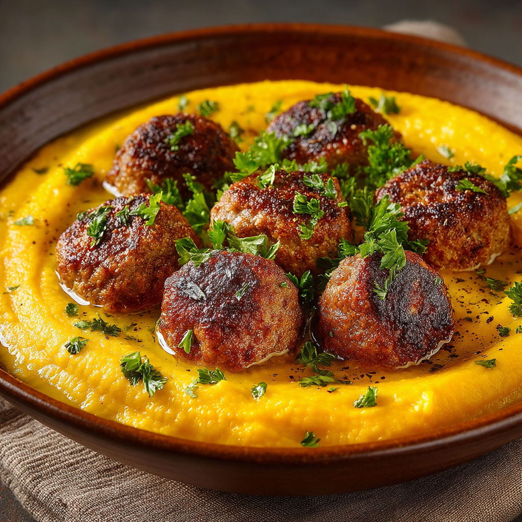 Légende concise : Des boulettes de viande dans une soupe.