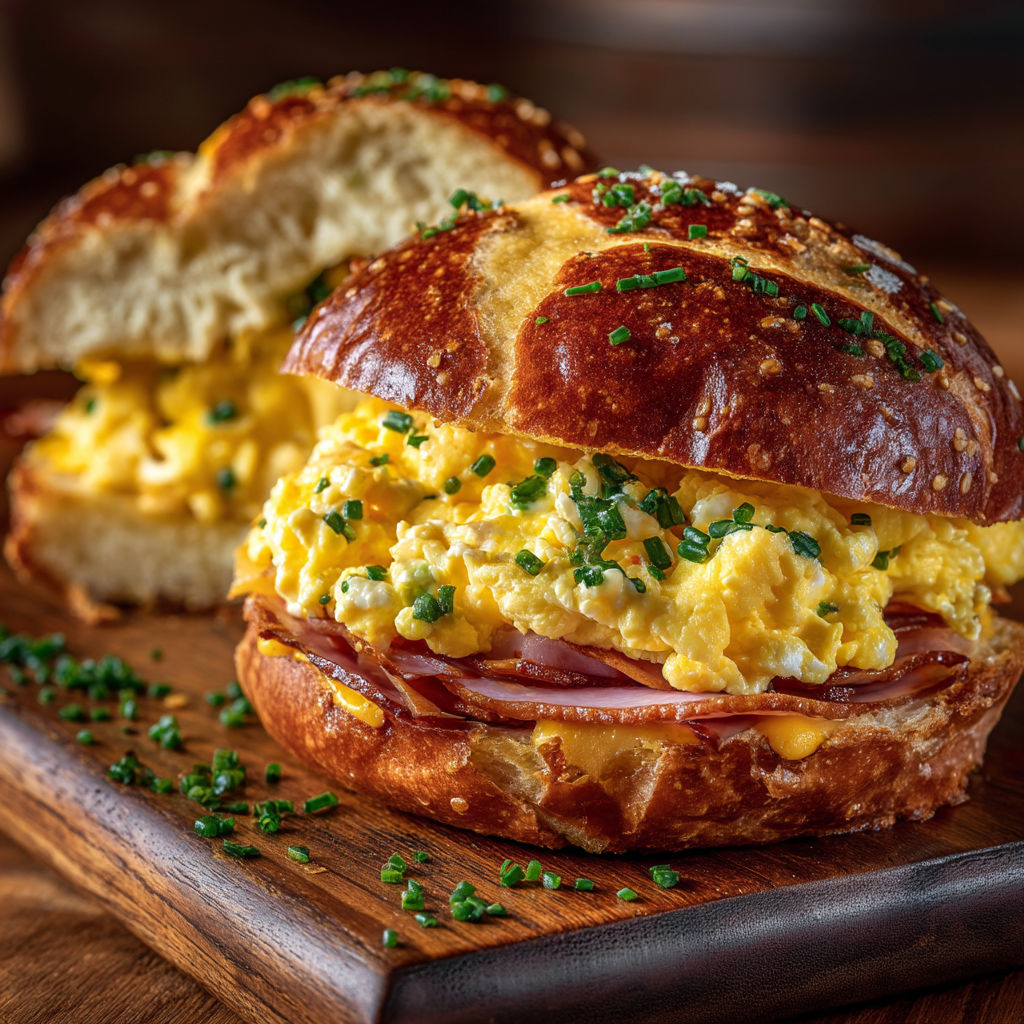 Une brunch burger avec des légumes et du bacon.