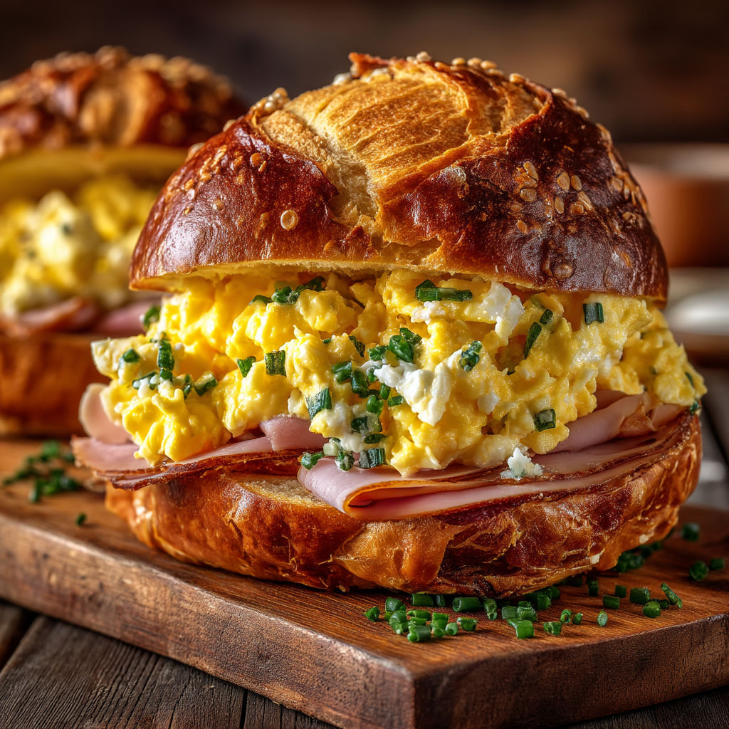 Une sandwich de porc et de fromage avec des herbes vertes.