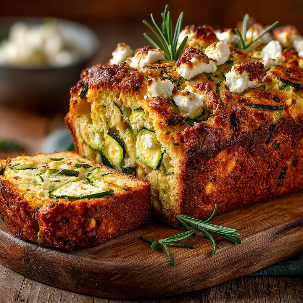 Une baguette de pain au céleri est sur une planche de bois.