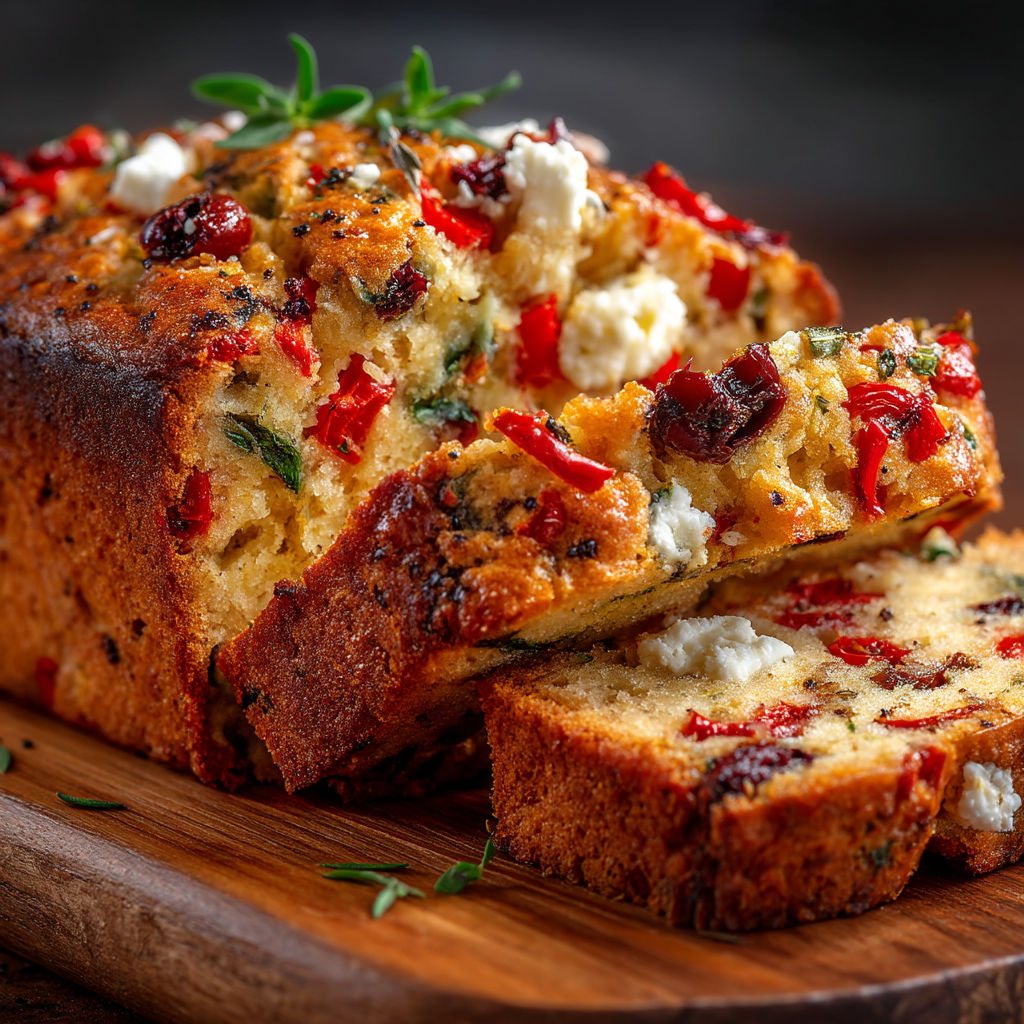 Une tranche de pain grillé avec des tomates séchées et du fromage blanc.