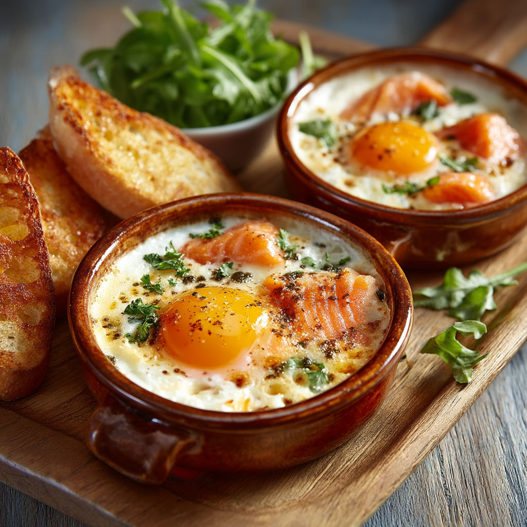 A bowl of eggs and salad with a piece of bread.