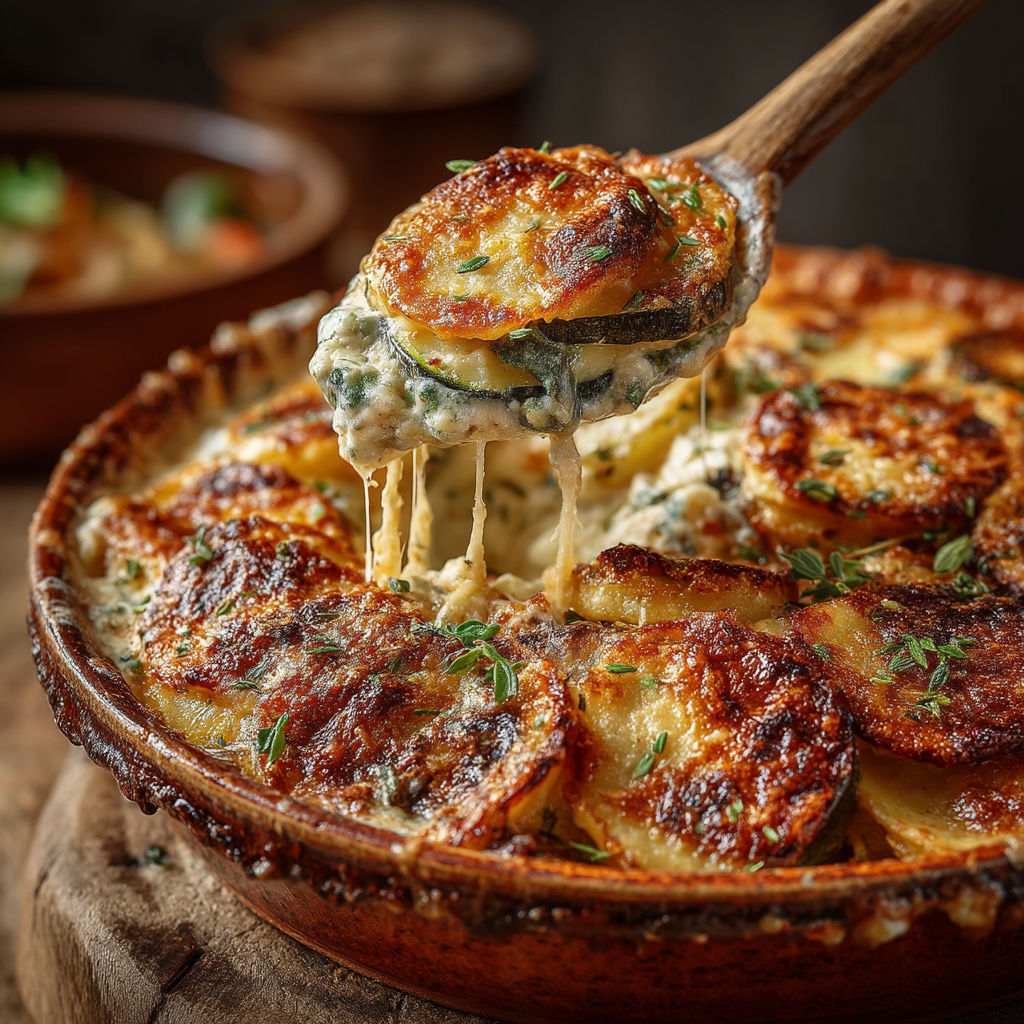A bowl of food with a spoon in it.