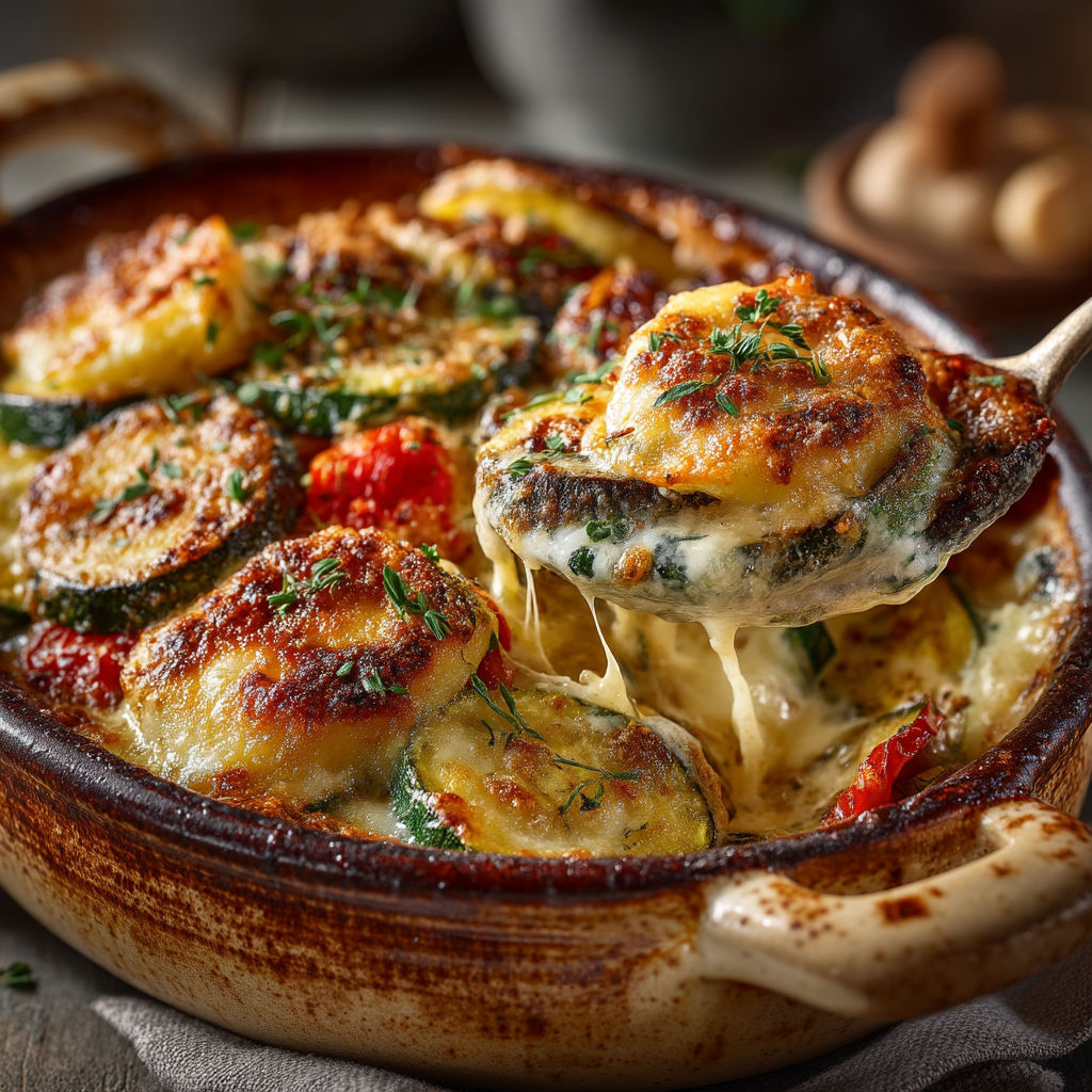 A bowl of food with a spoon in it.