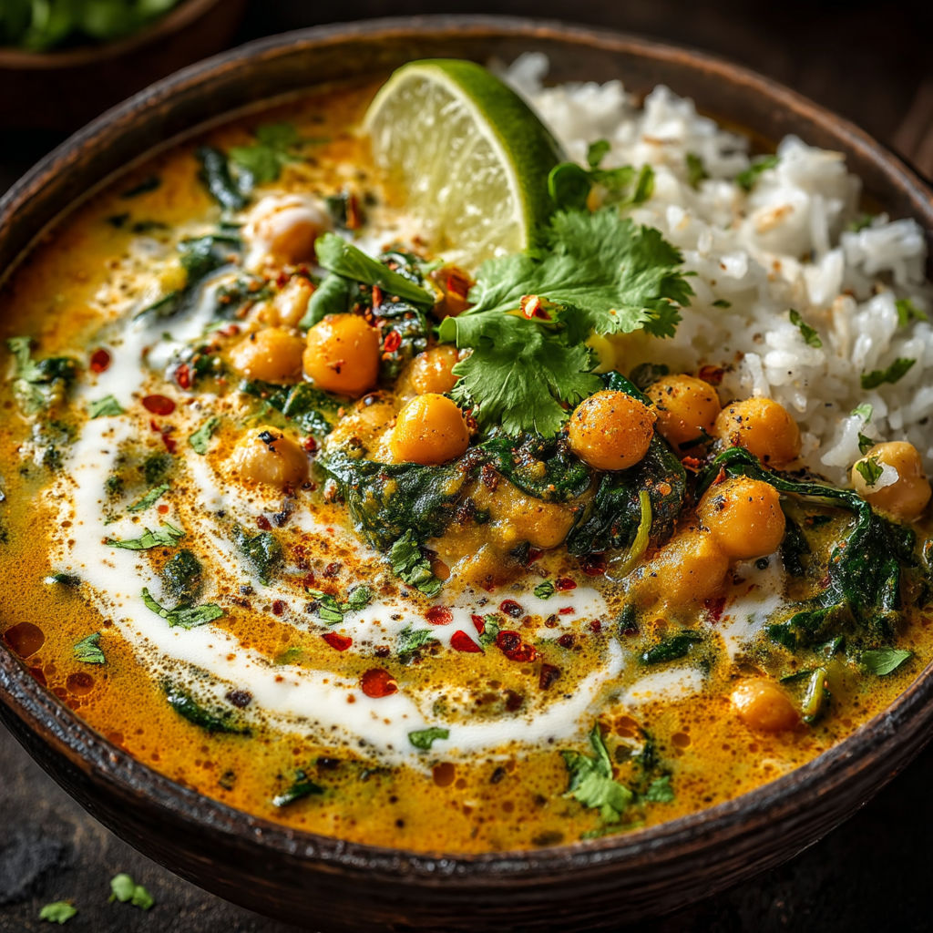 A bowl of soup with rice, lime, and chickpeas.