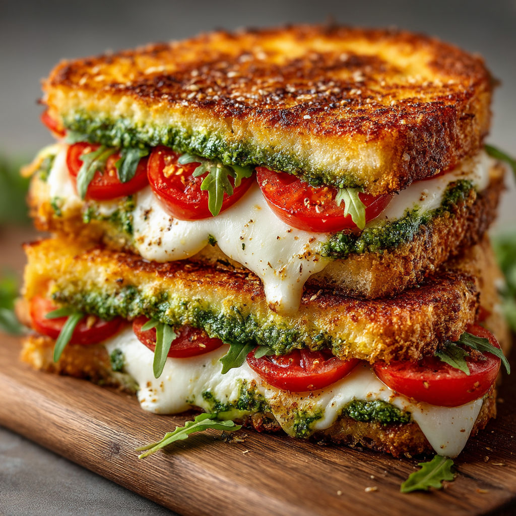 A sandwich with tomatoes and spinach on a wooden table.