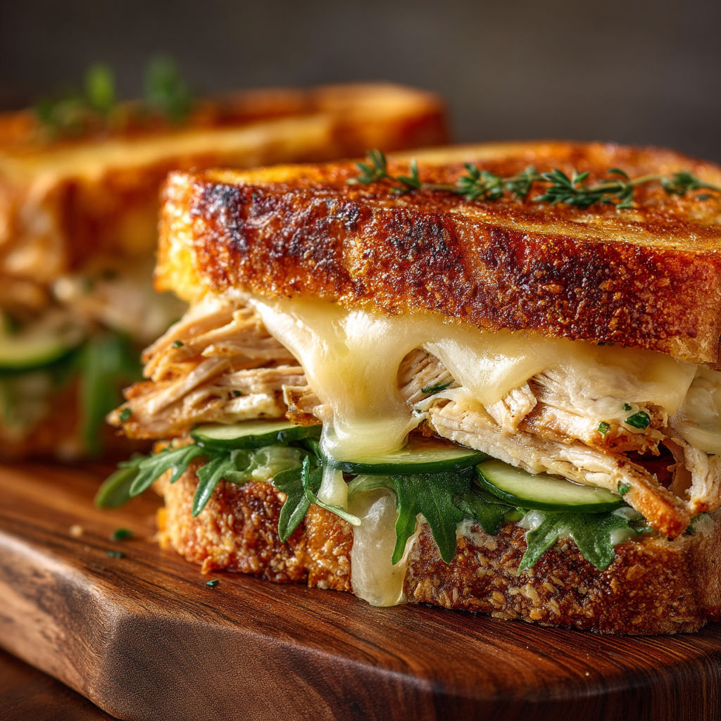 A sandwich with meat, cheese, and vegetables.