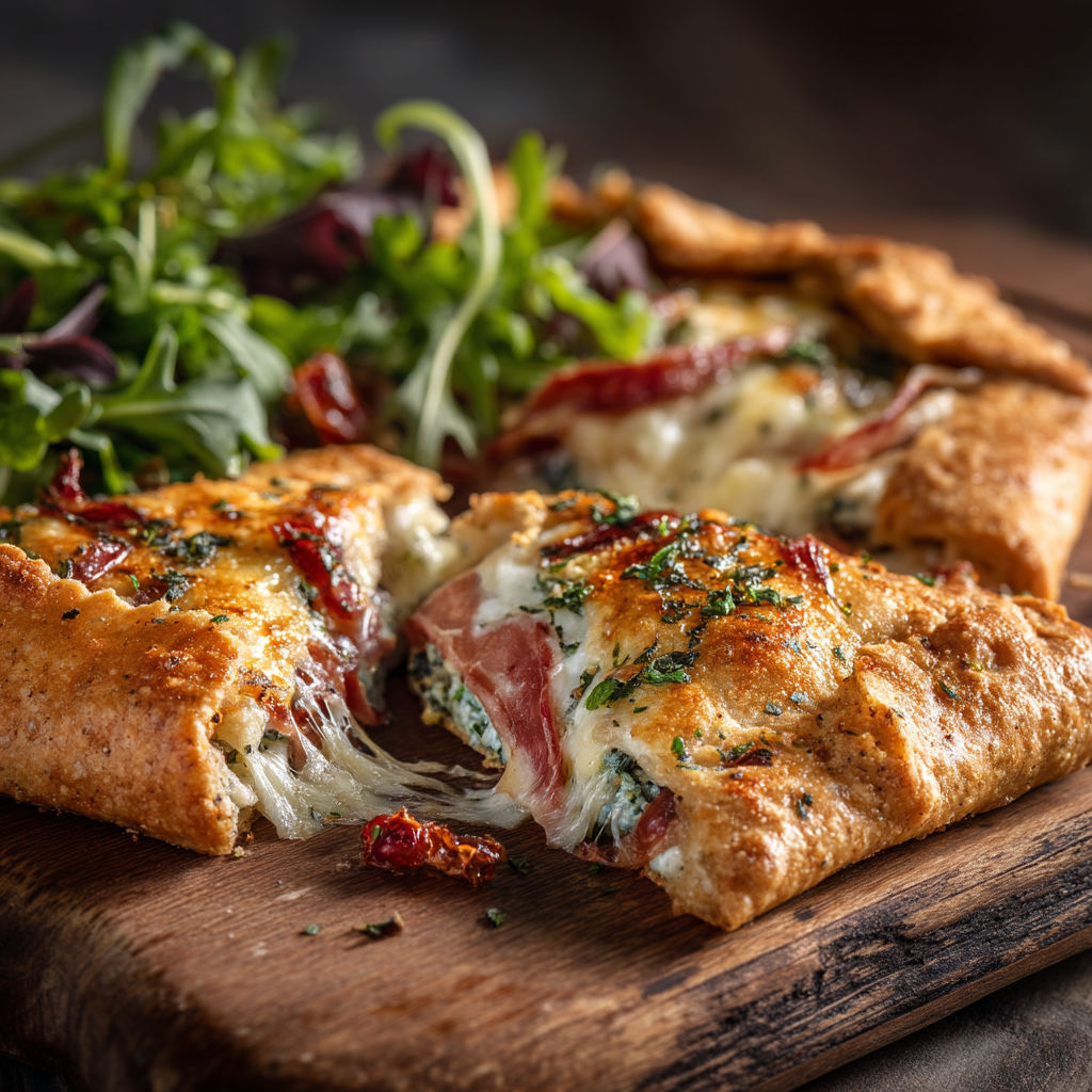 A slice of pizza with cheese and bacon on top.