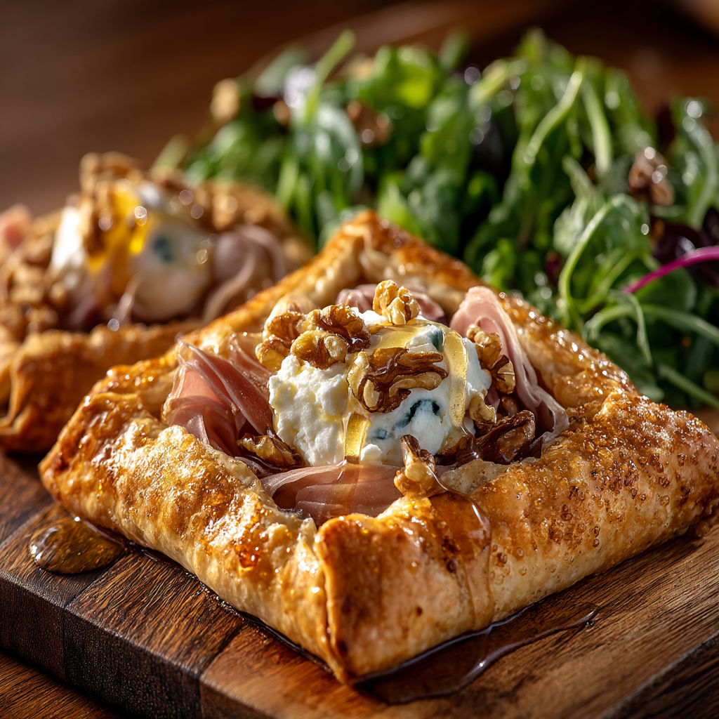 A pastry with a blueberry filling and a walnut topping.
