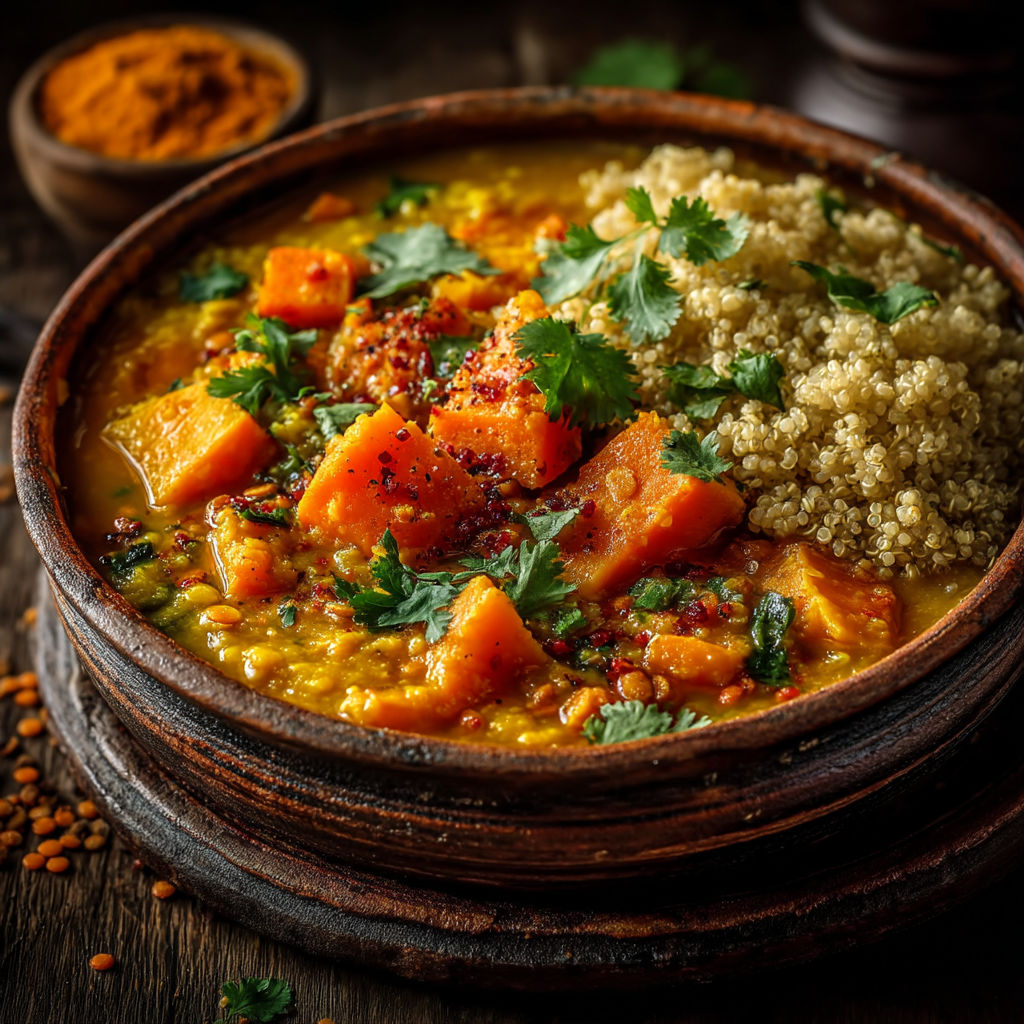 A bowl of food with a spoon in it.