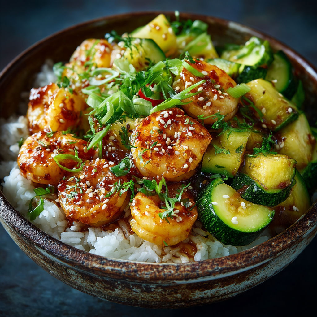 A bowl of shrimp and vegetables.