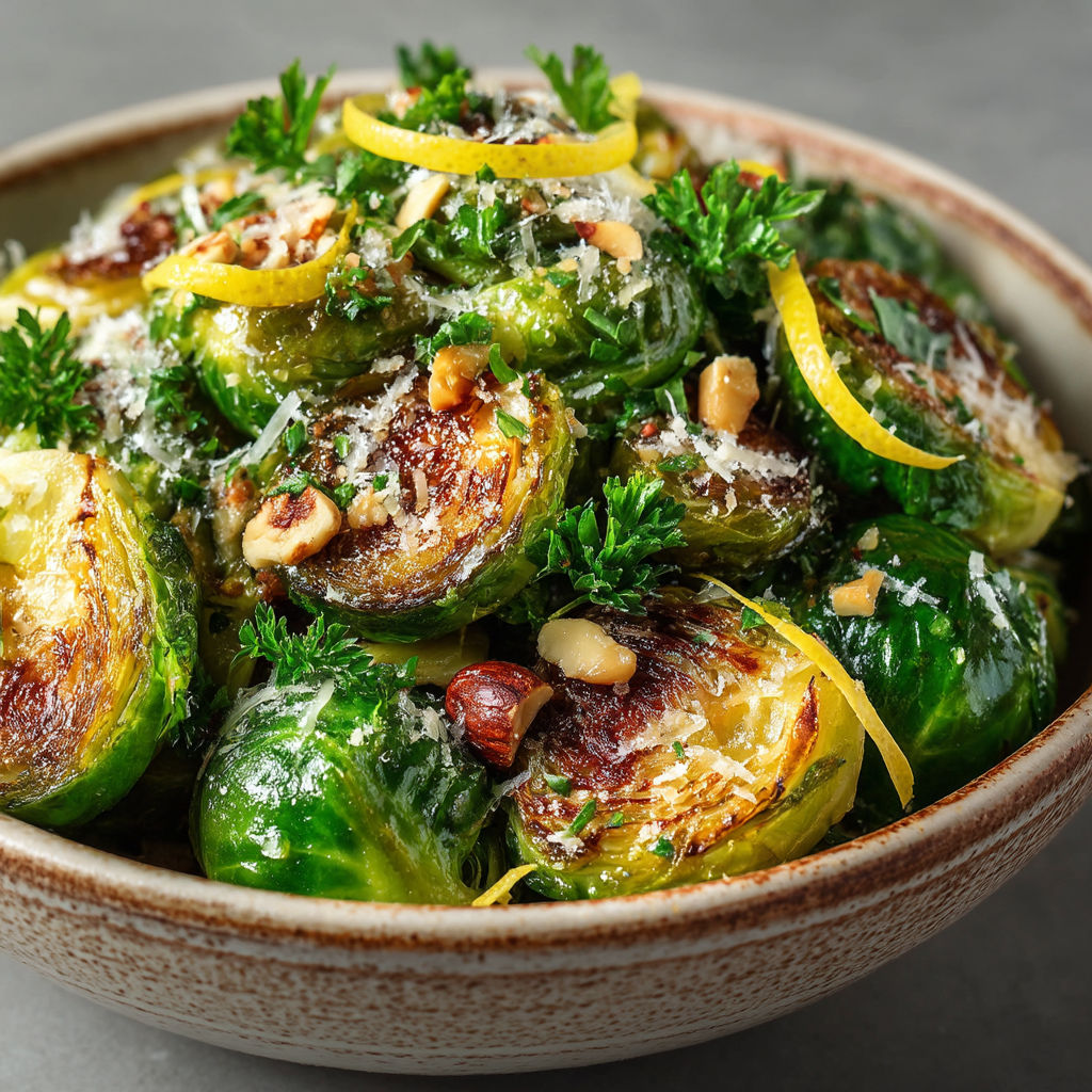 A bowl of food with a lemon wedge on top.