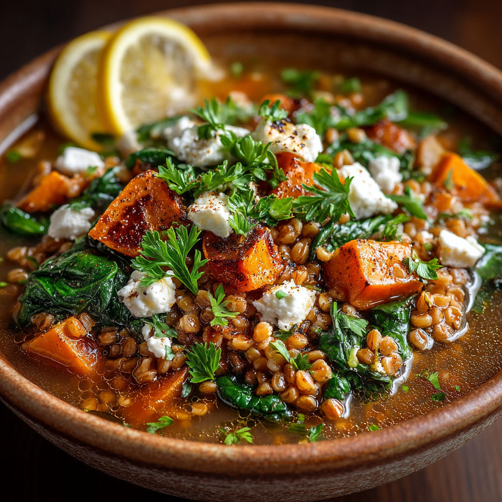 A bowl of soup with vegetables and cheese.