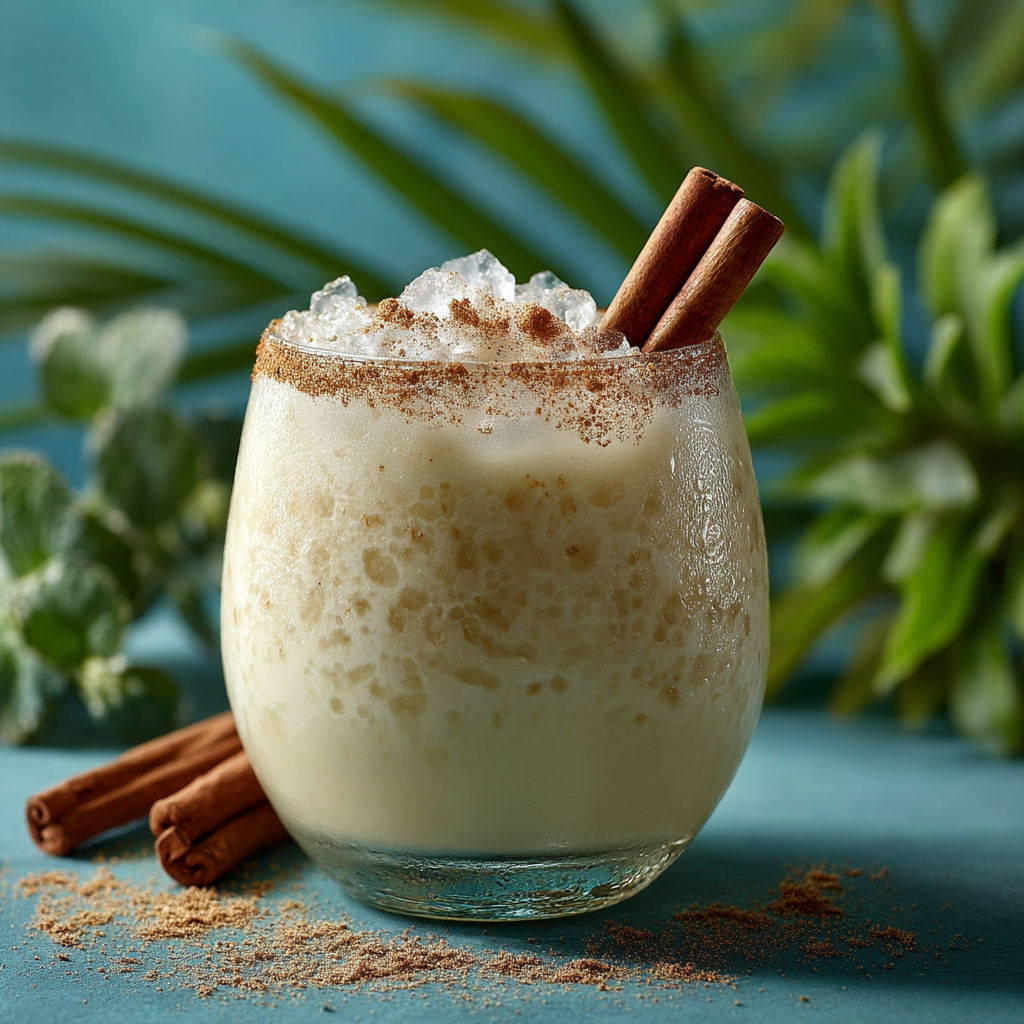 A glass of milk with cinnamon sticks in it.