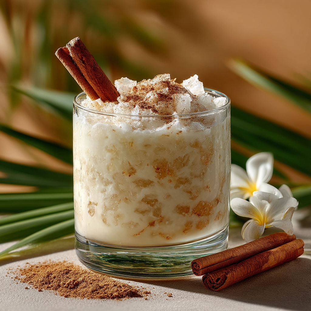 A glass of milk with cinnamon and nutmeg.