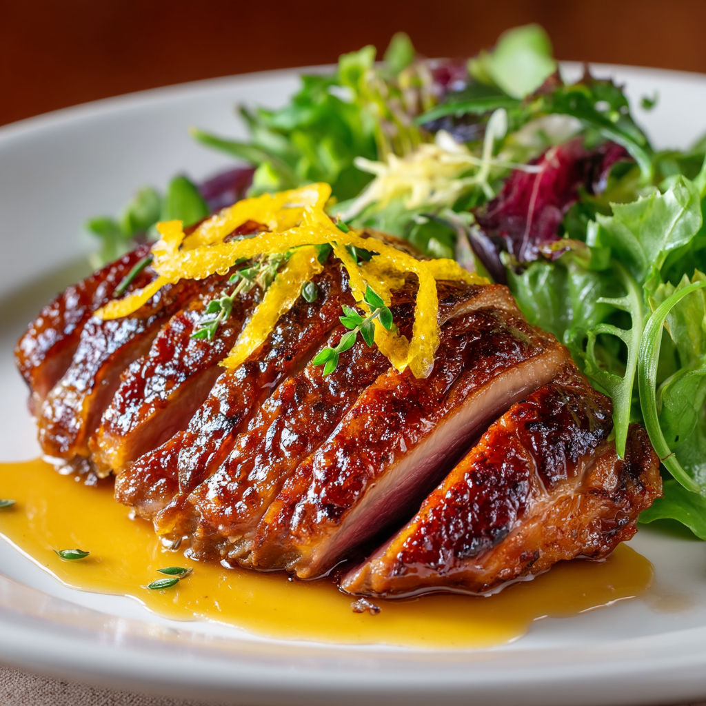 A plate of food with a piece of meat and a salad.