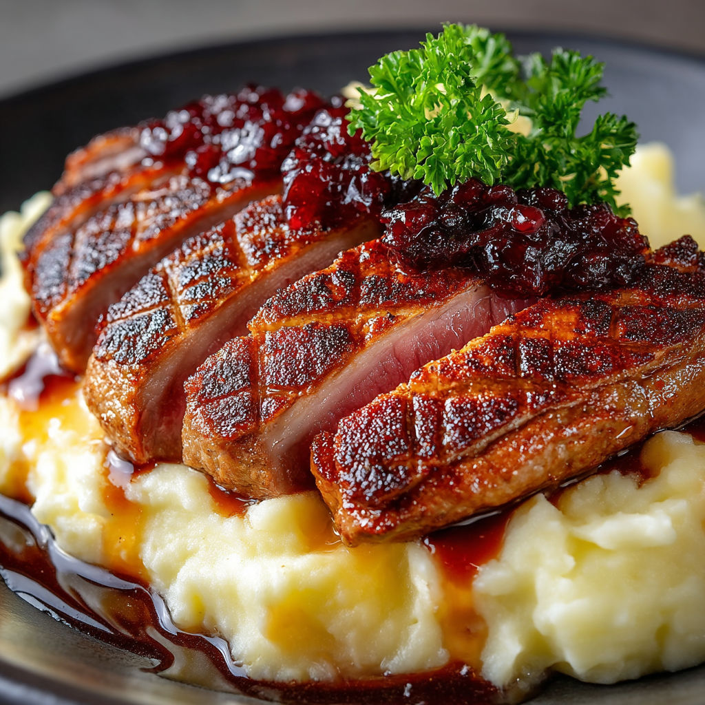 A plate of food with meat and potatoes.
