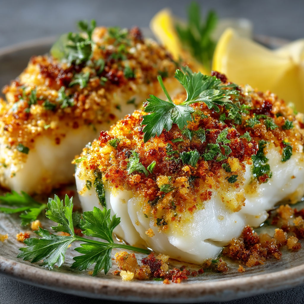 A plate of fish with a lemon wedge on top.