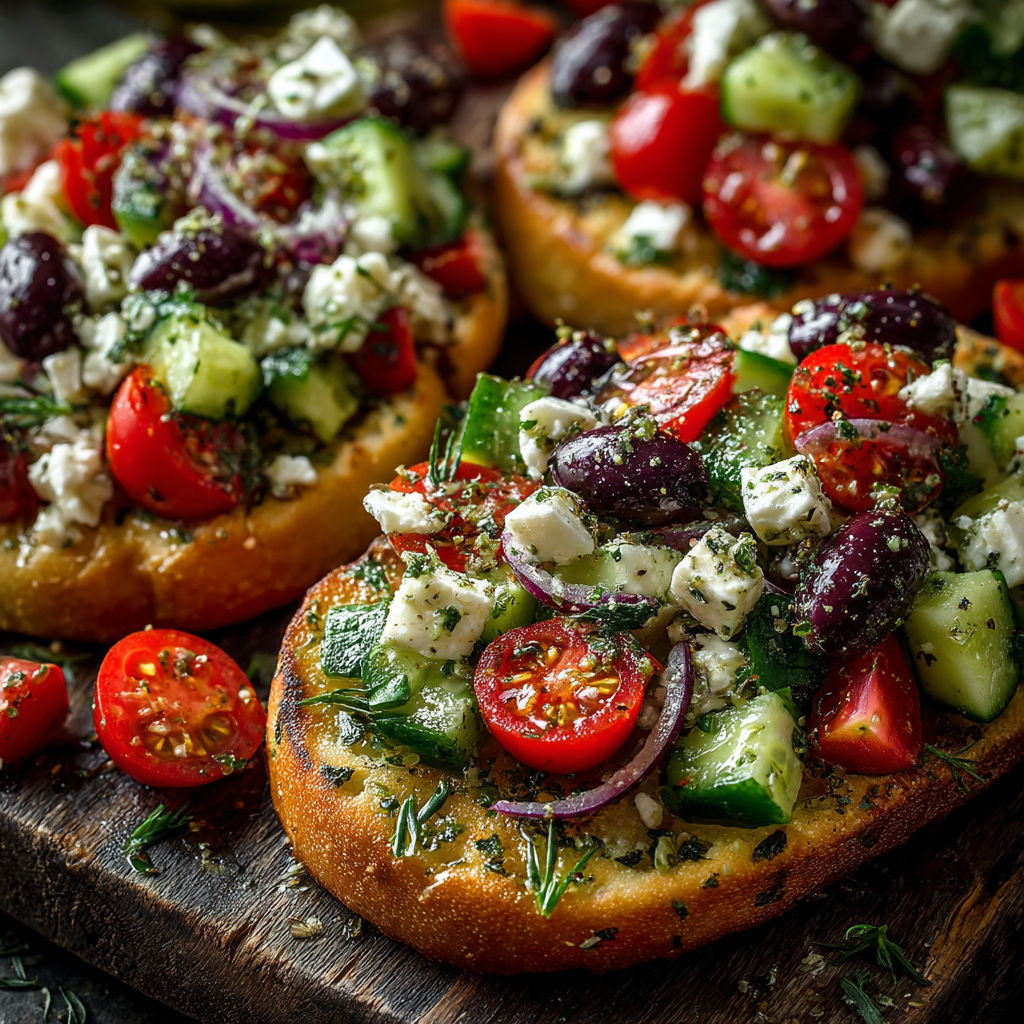 A plate of food with tomatoes, cucumbers, and olives.
