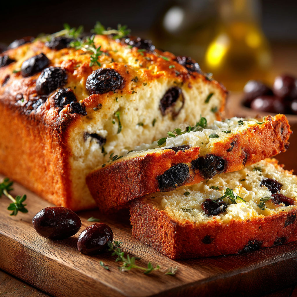 A slice of bread with olives and feta cheese.