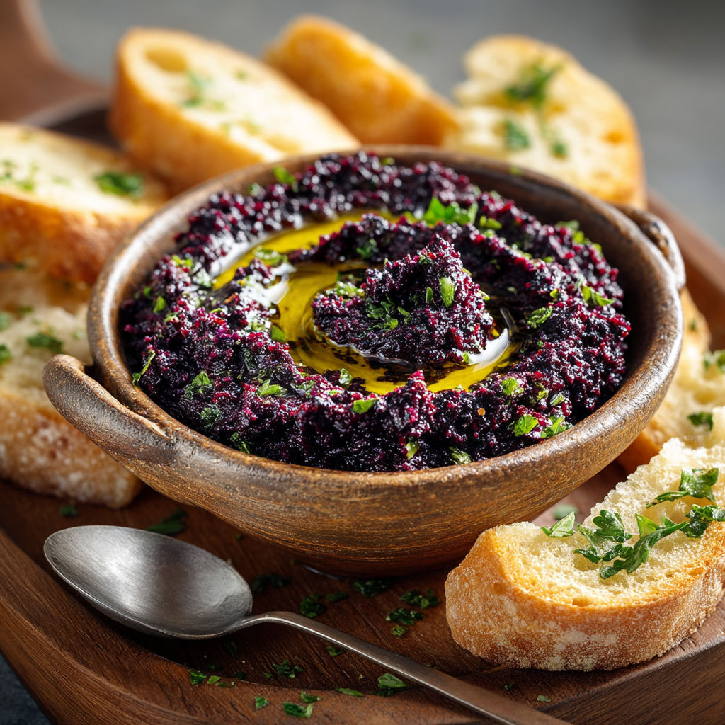 A bowl of food with bread and sauce.