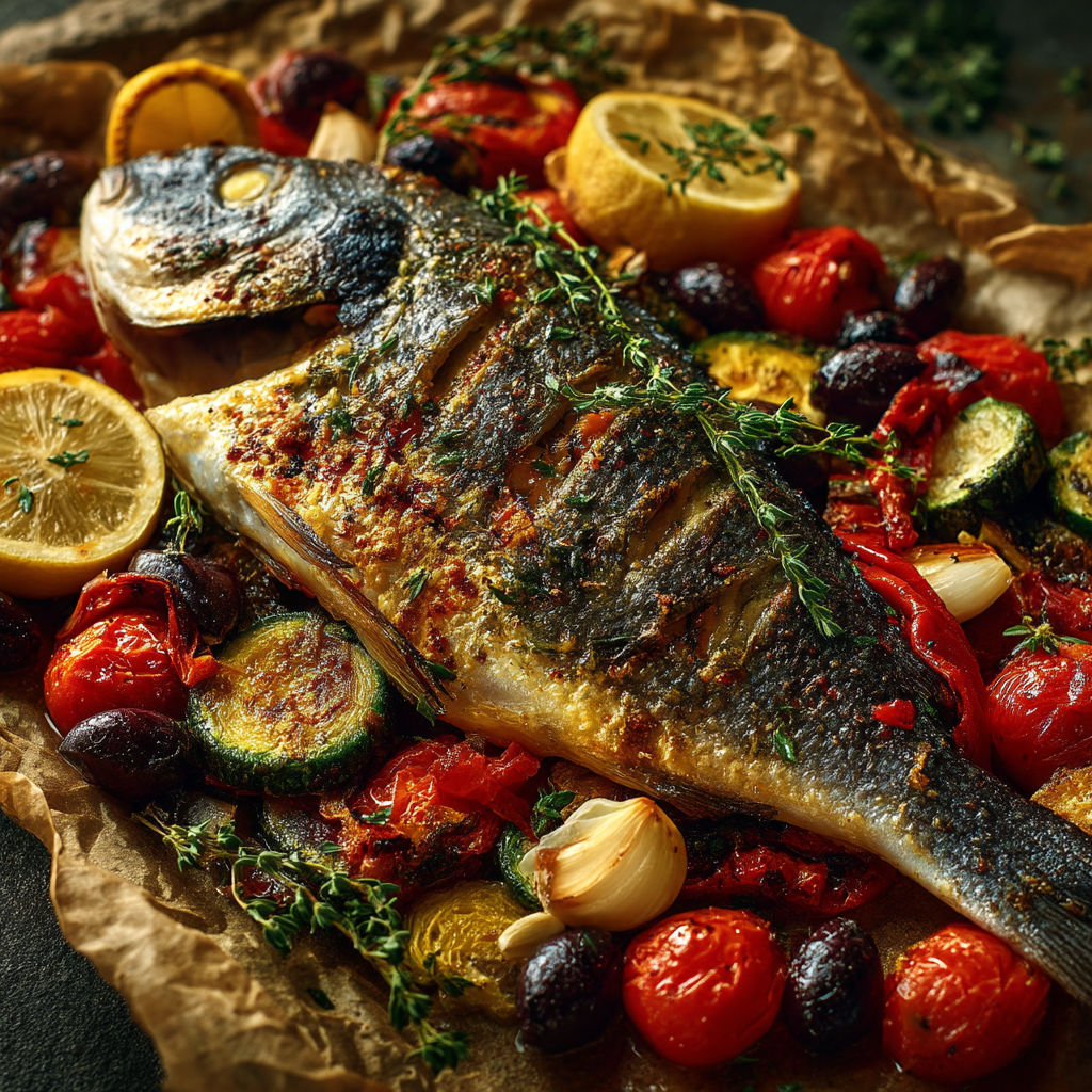 A fish with a lemon on top.