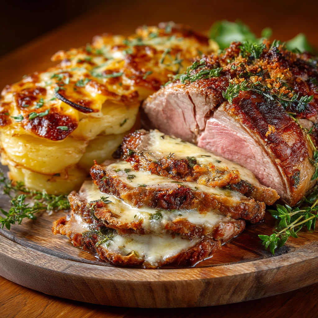 A plate of food with meat and potatoes.