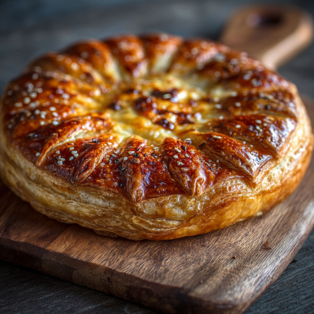 A baked pastry with a golden brown crust.