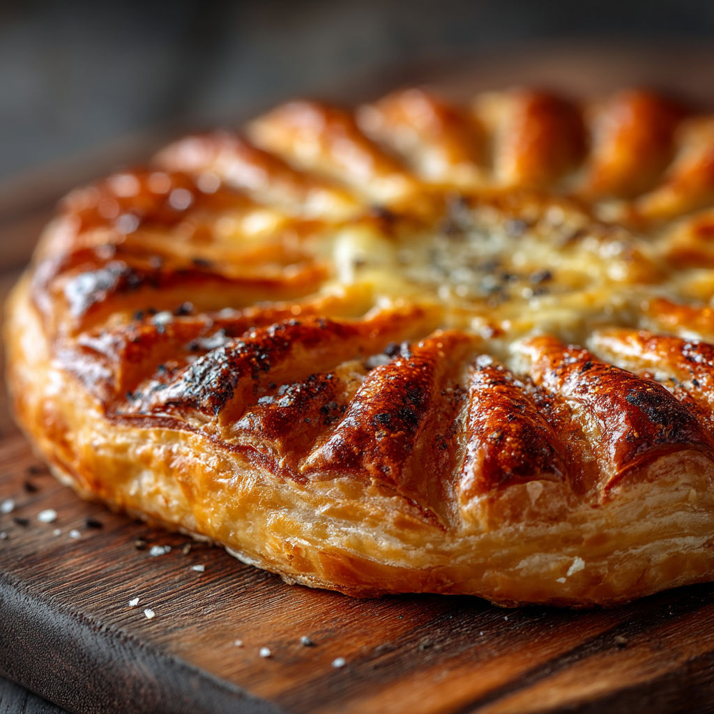 A close up of a baked pastry with a hole in the center.