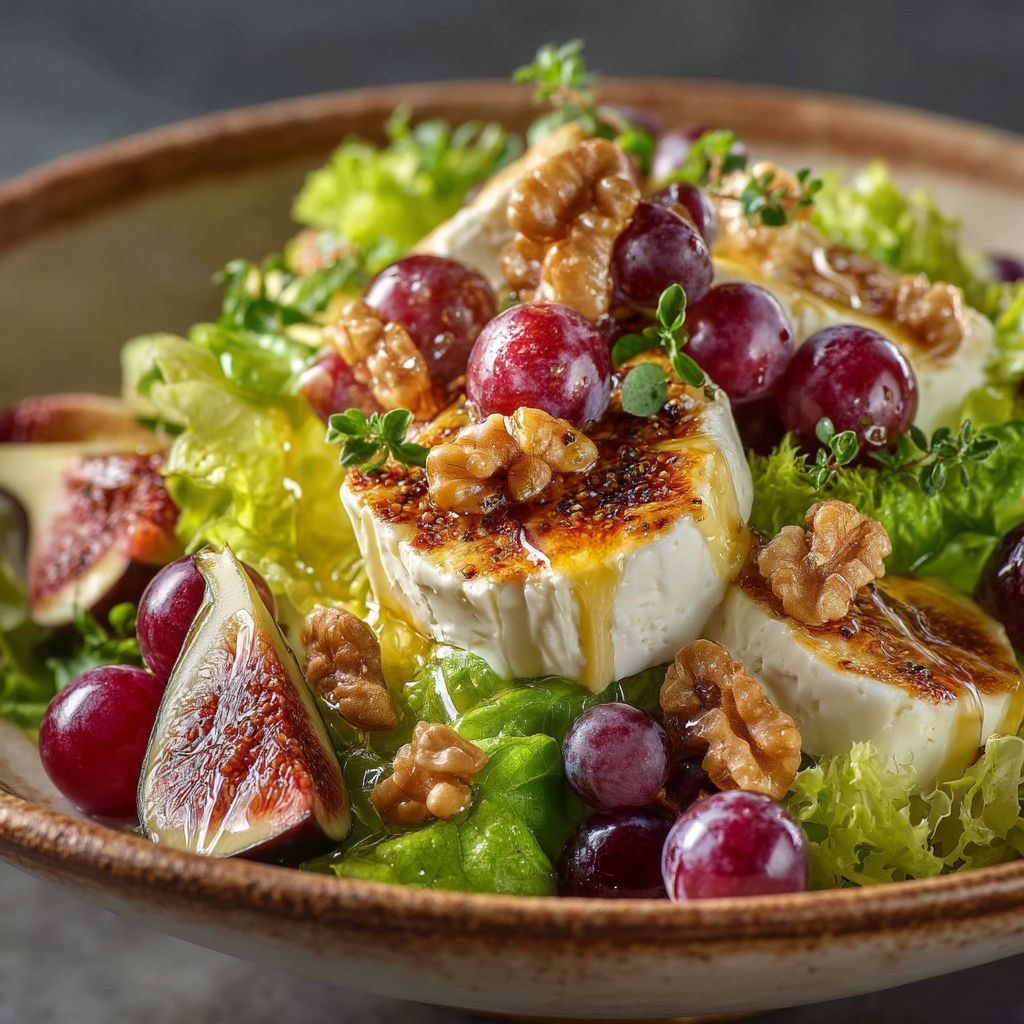A bowl of salad with cheese, nuts, and fruit.