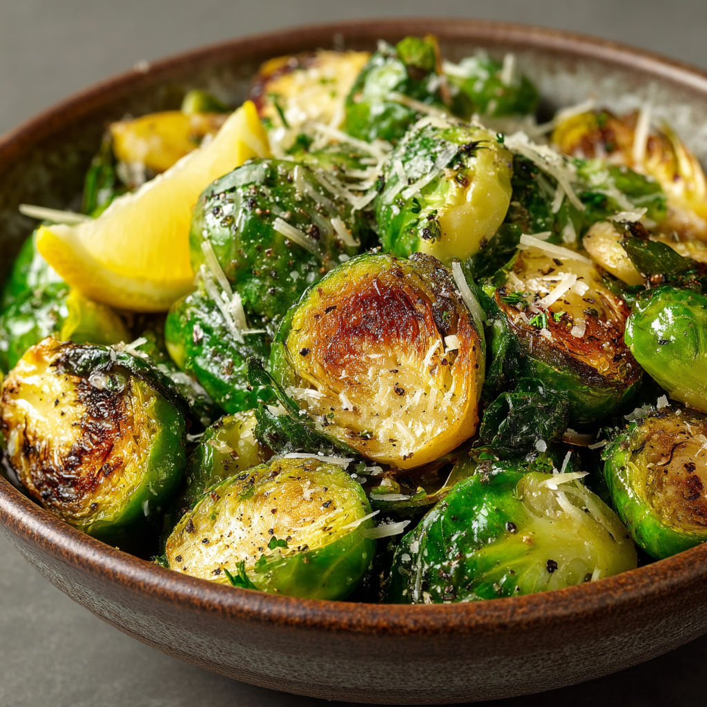 A bowl of food with a lemon wedge on top.