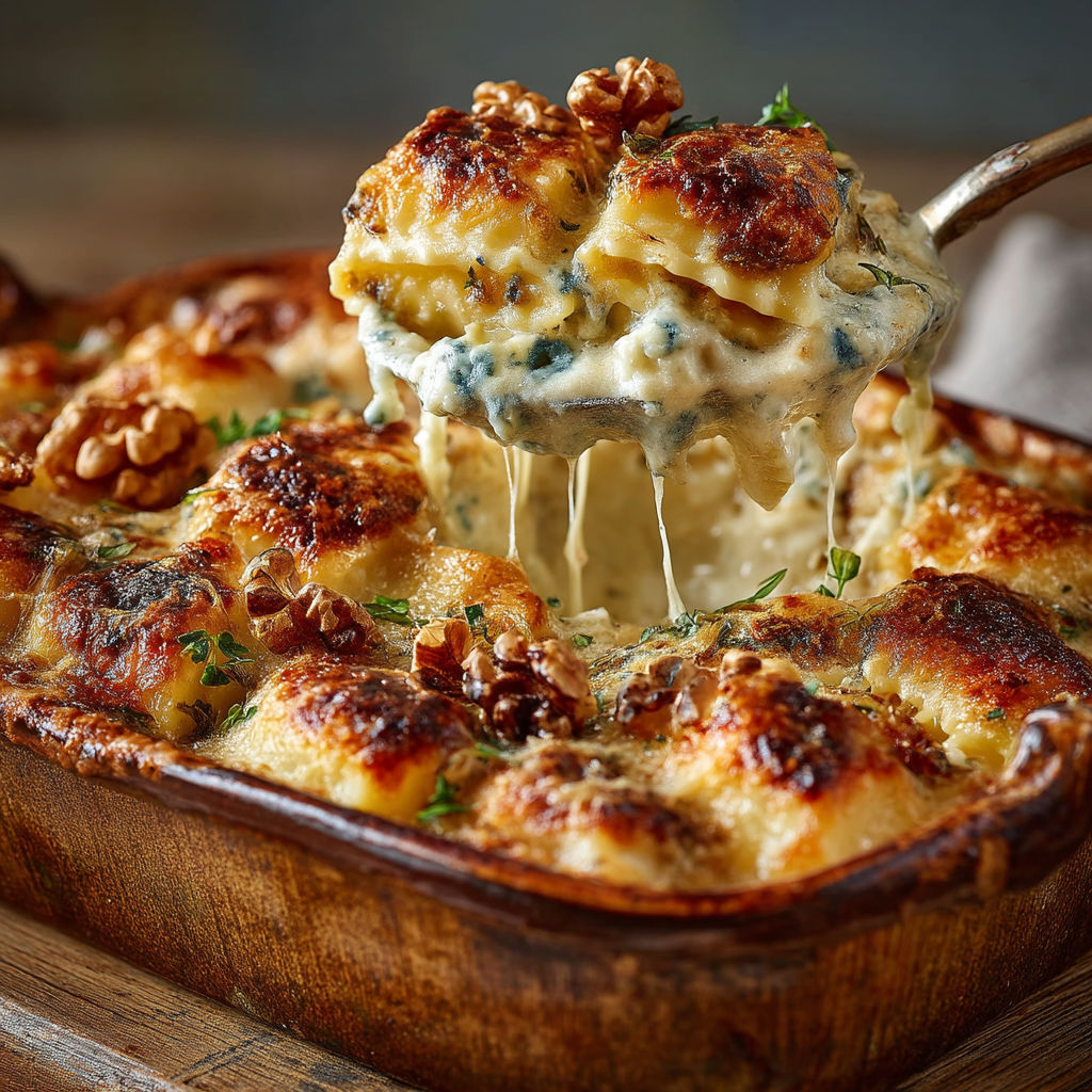 Ma recette de gratin de ravioles du Dauphiné au bleu.