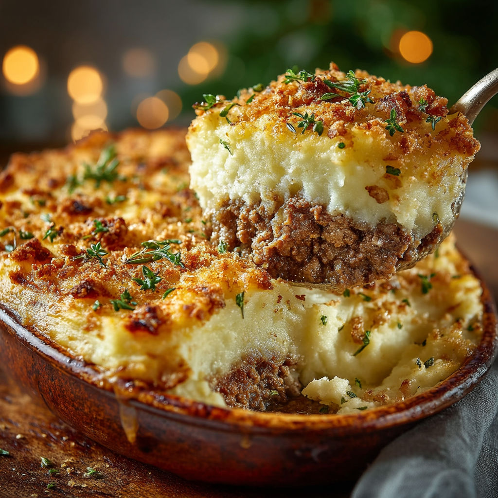 Une portion de Parmentier de boeuf céleri.