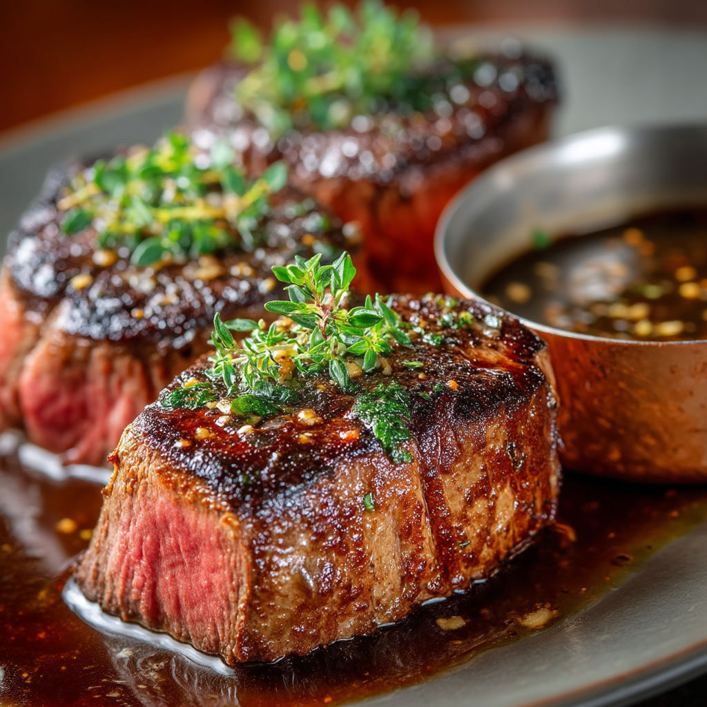Steak de bœuf grillé avec sauce Chateaubriand.