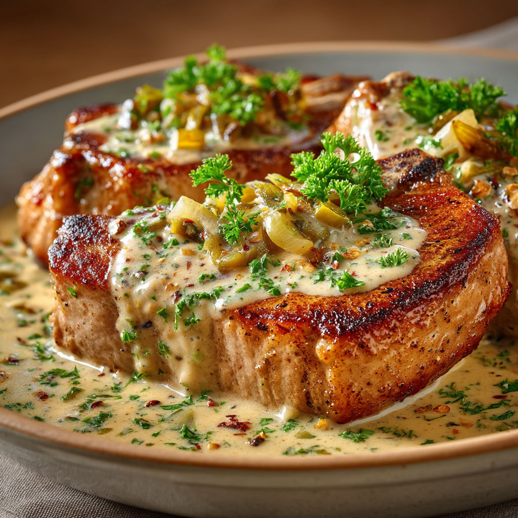 Côtes de porc sauce charcutière.