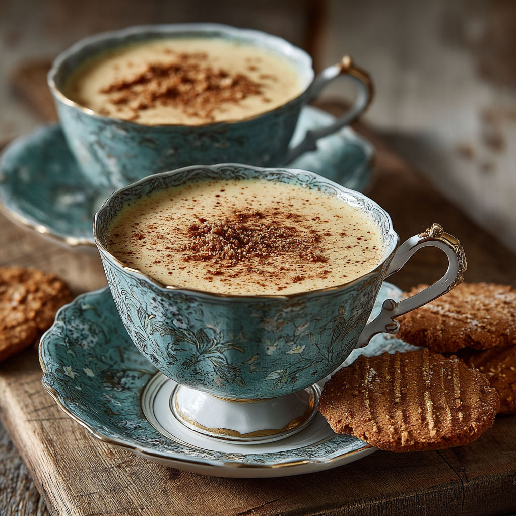 Une tasse de crème aux œufs à la chicorée.