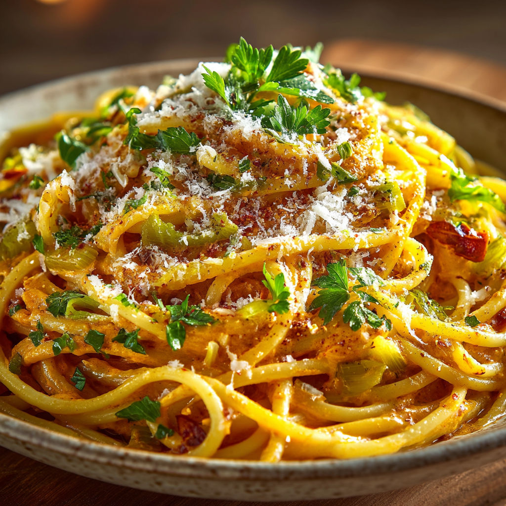 Une recette de linguine au poireau et paprika fumé.