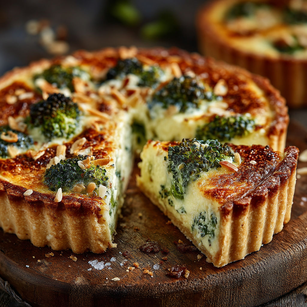 Une tarte aux brocolis et au fromage de morbier.