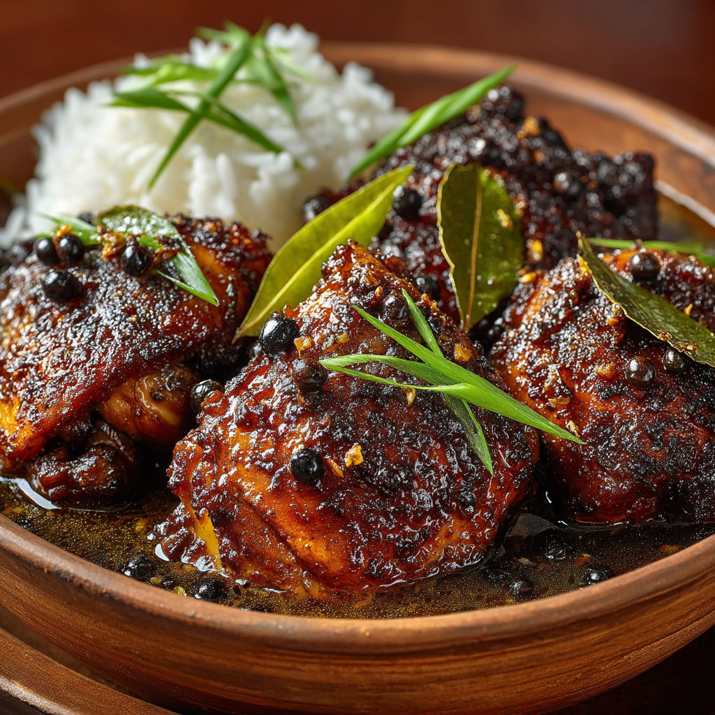 Un plat de viande avec des herbes et des grains de riz.